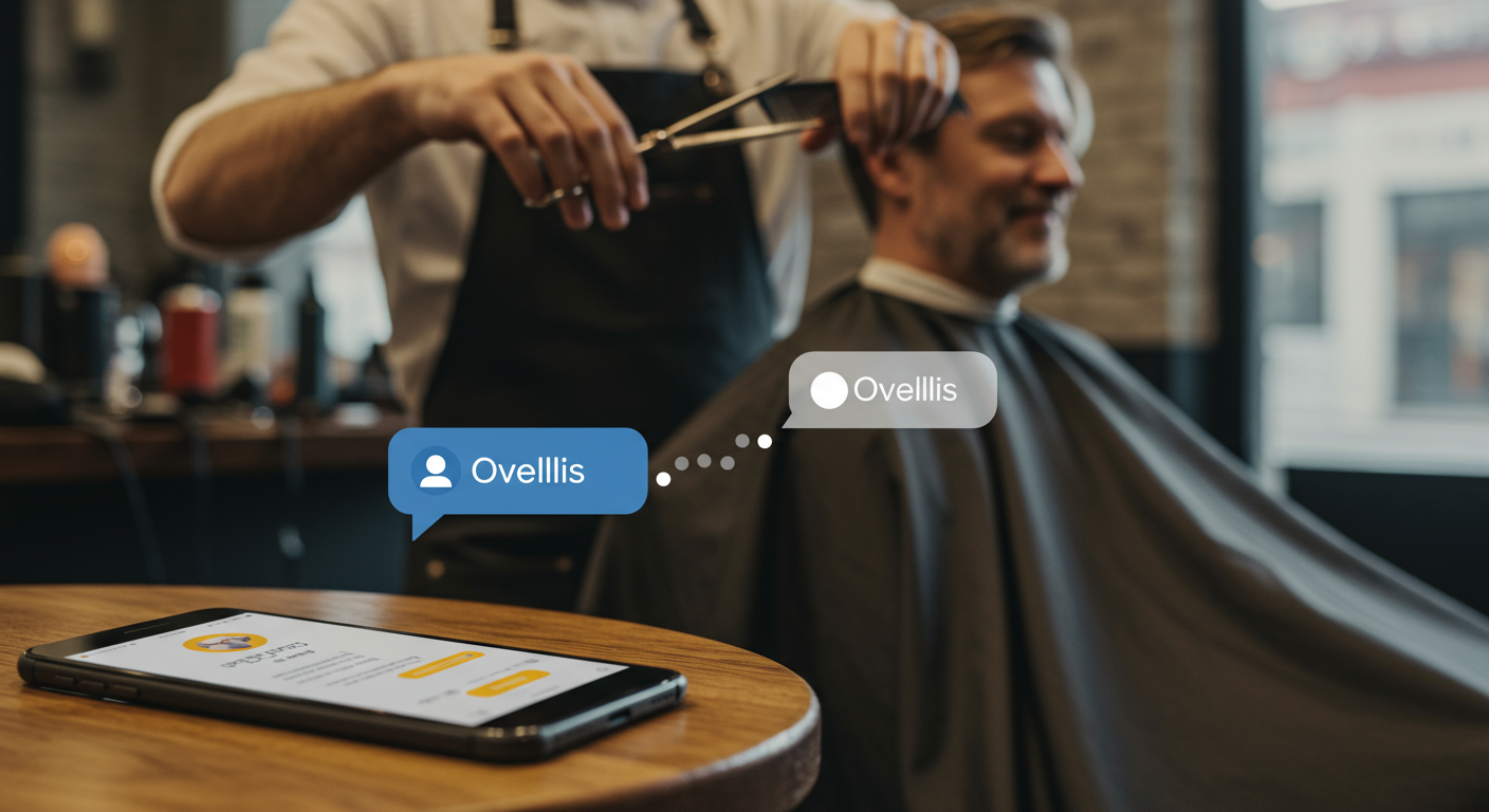 Profesional trabajando mientras Ovellis responde mensajes automáticamente